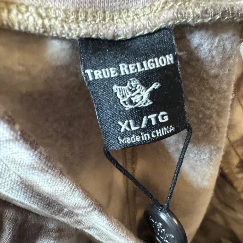 NWT True Religion Men’s Gilden Beige White Cream Tie Dye Jogger Pants Size XL